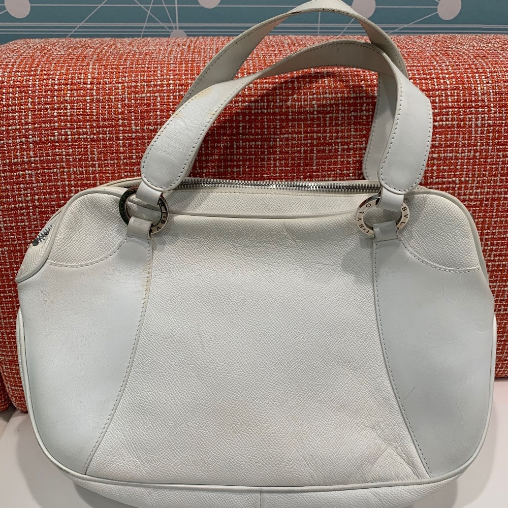 Bvlgari Vintage White Calf Leather Handbag